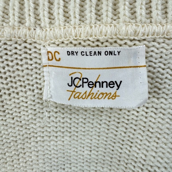 Vintage 70s JC Penney Size M/L Sweater Cardigan Lions Mane Faux Fur Collar - Picture 8 of 8